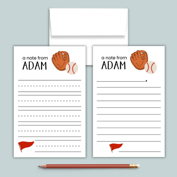 Baseball and Softball - Personalized Lined Letter Template - The Note House