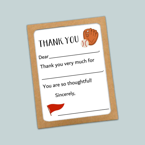 Baseball - Fill - in Thank You Cards - The Note House