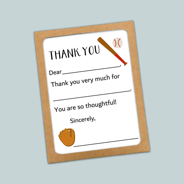 Baseball - Fill - in Thank You Cards - The Note House