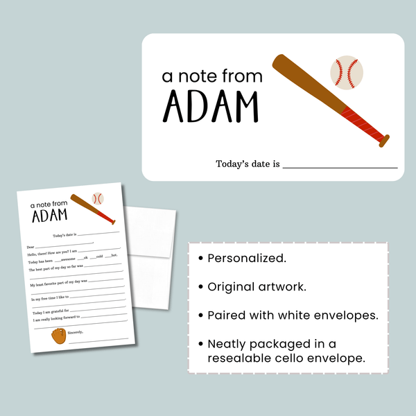 Baseball - Personalized Fill - in Letter Template - The Note House