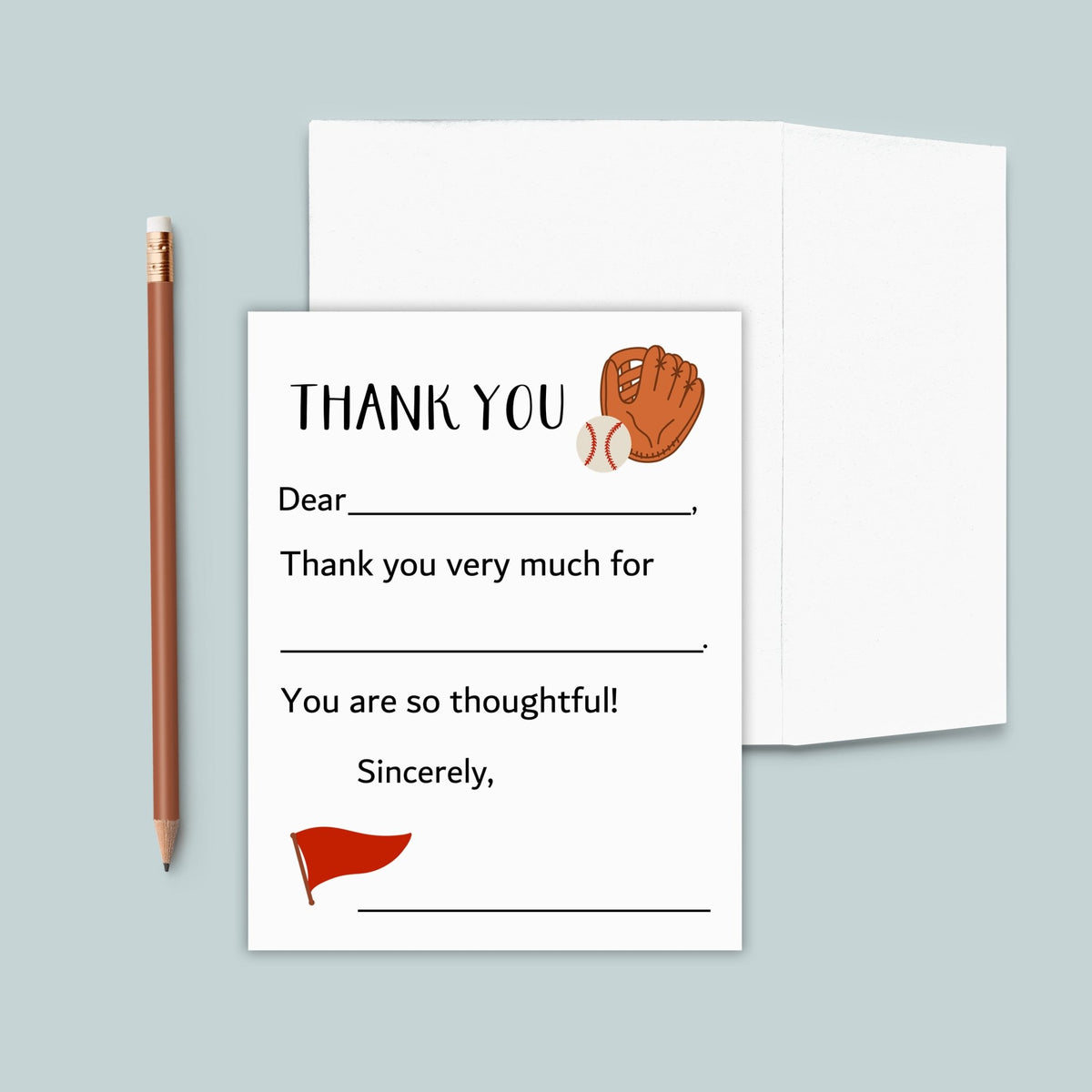 Baseball - Personalized Fill - in - the - Blank Thank You Cards - The Note House