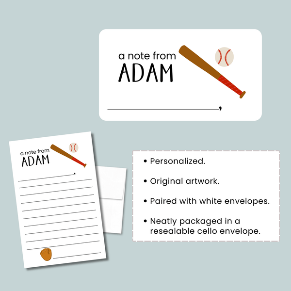 Baseball - Personalized Lined Letter Template - The Note House