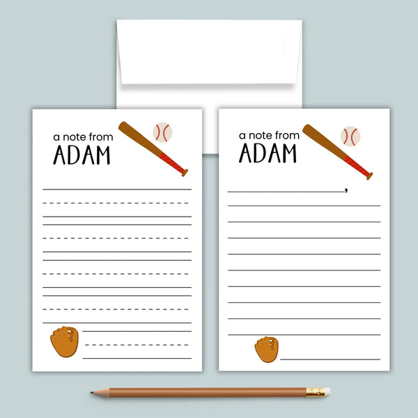 Baseball - Personalized Lined Letter Template - The Note House