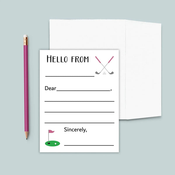 Golf (Pink) - Lined Note Cards - The Note House