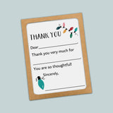 The image is a simple, handwritten thank you card with a brown frame and a white background. The card has a message that reads 