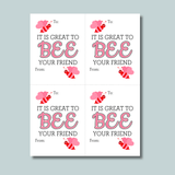 Bee - Classroom Valentine's Day Cards - Printable Instant Download - The Note House