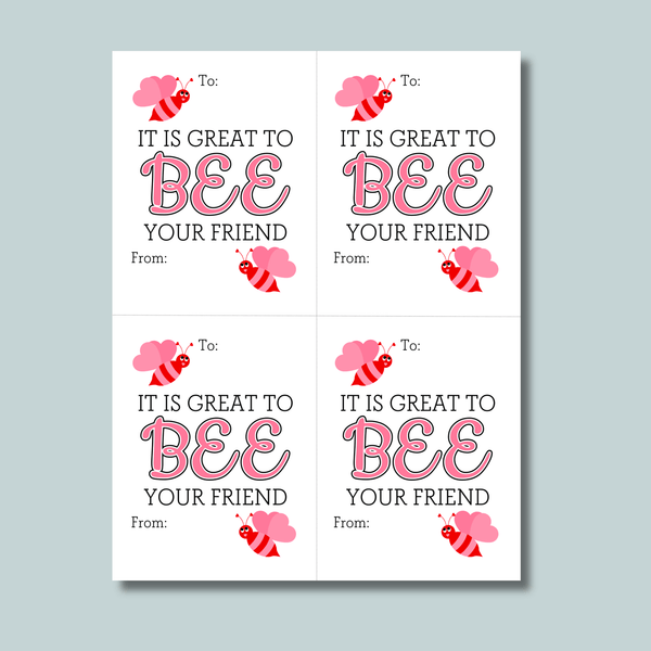 Bee - Classroom Valentine's Day Cards - Printable Instant Download - The Note House