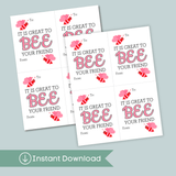 Bee - Classroom Valentine's Day Cards - Printable Instant Download - The Note House