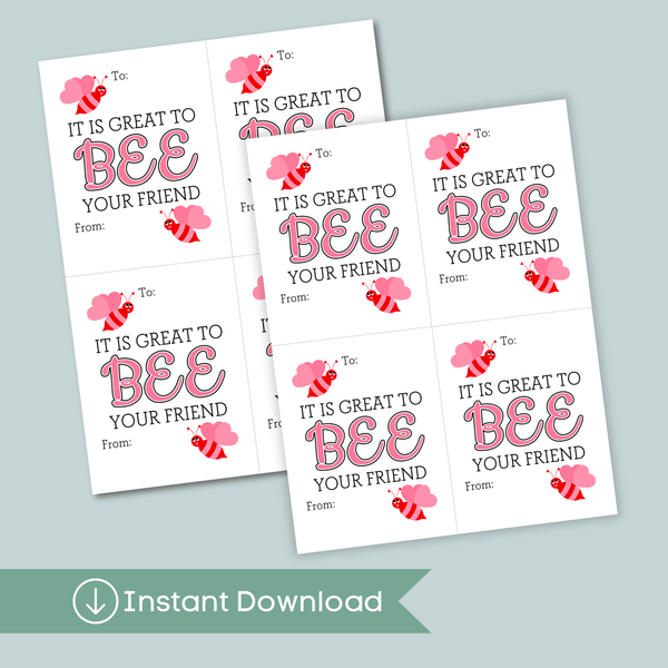 Bee - Classroom Valentine's Day Cards - Printable Instant Download - The Note House