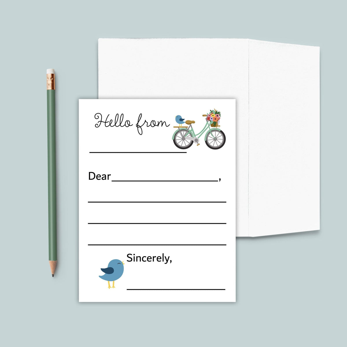 Bike and Bird - Lined Note Cards - The Note House
