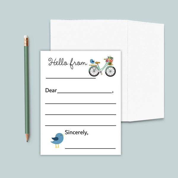 Bike and Bird - Lined Note Cards - The Note House