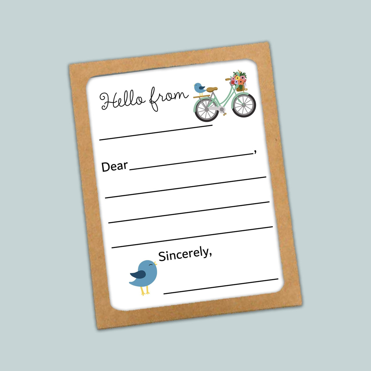Bike and Bird - Lined Note Cards - The Note House