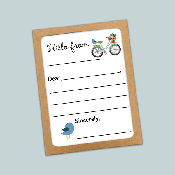 Bike and Bird - Lined Note Cards - The Note House