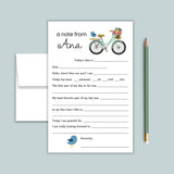Bird and Bike - Personalized Fill - in Letter Template - The Note House