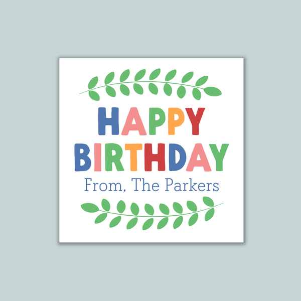 Birthday Branches - Personalized Square Gift Sticker - The Note House