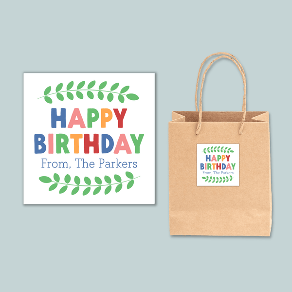 Birthday Branches - Personalized Square Gift Sticker - The Note House