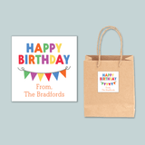 Birthday Pennant - Personalized Square Gift Sticker - The Note House