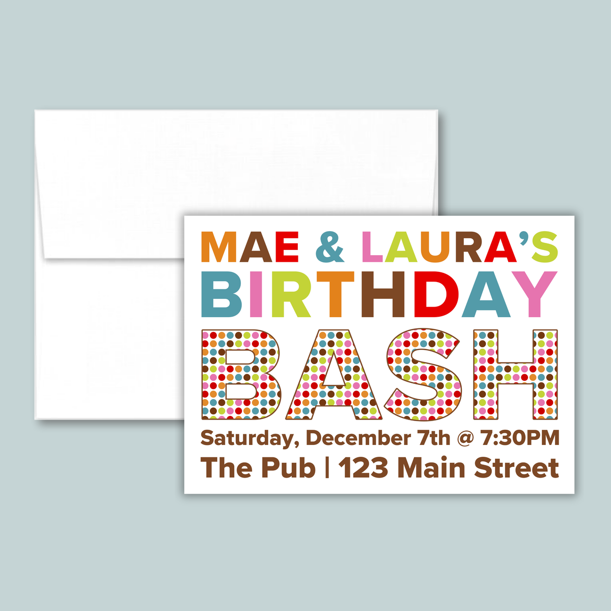 Colorful Birthday Bash Invitation | Semi-Custom | Bold Multicolor Milestone Design