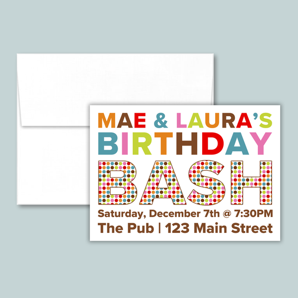 Colorful Birthday Bash Invitation | Semi-Custom | Bold Multicolor Milestone Design