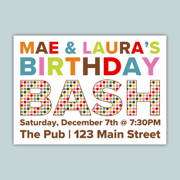 Colorful Birthday Bash Invitation | Semi-Custom | Bold Multicolor Milestone Design