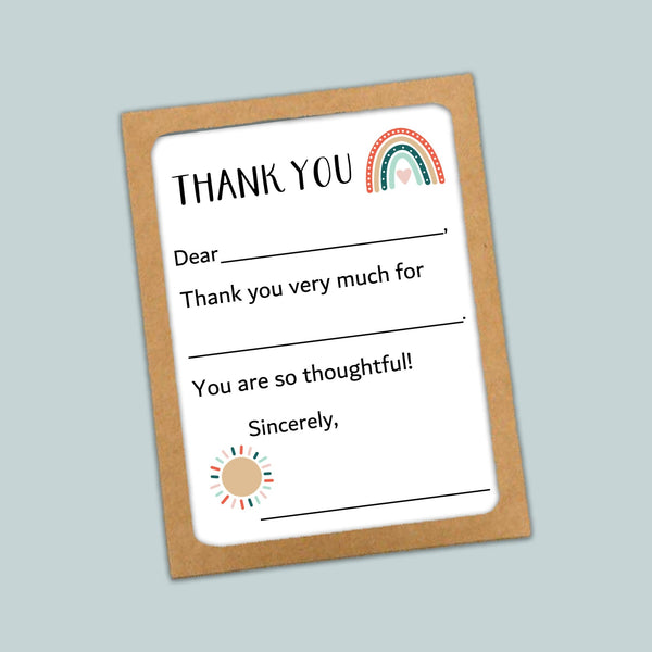 Boho Rainbow - Fill - in Thank You Cards - The Note House