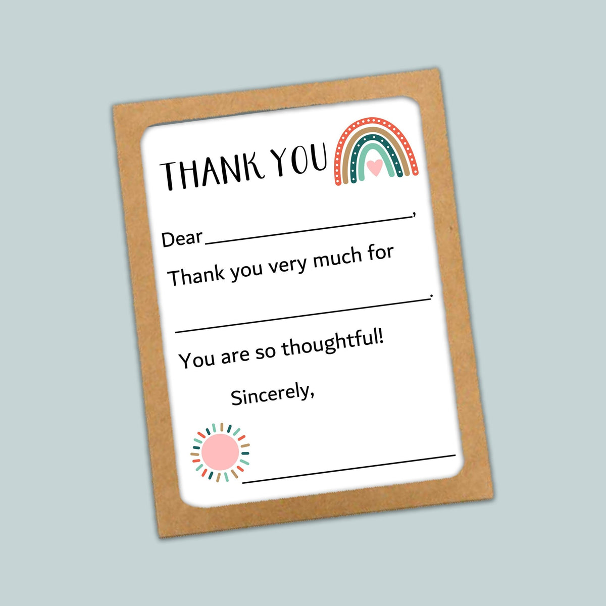 Boho Rainbow - Fill - in Thank You Notes - The Note House