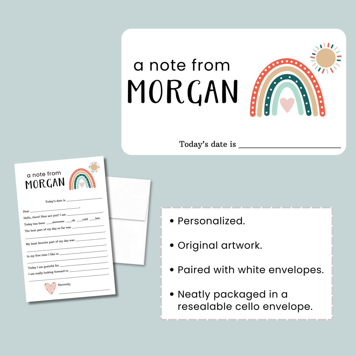 Boho Rainbow - Personalized Fill - in Letter Template - The Note House