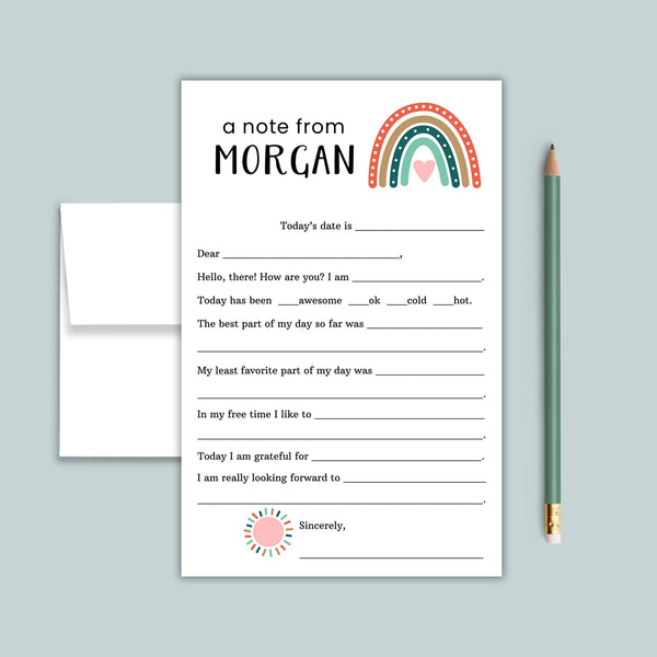 Boho Rainbow - Personalized Fill - in Letter Template - The Note House