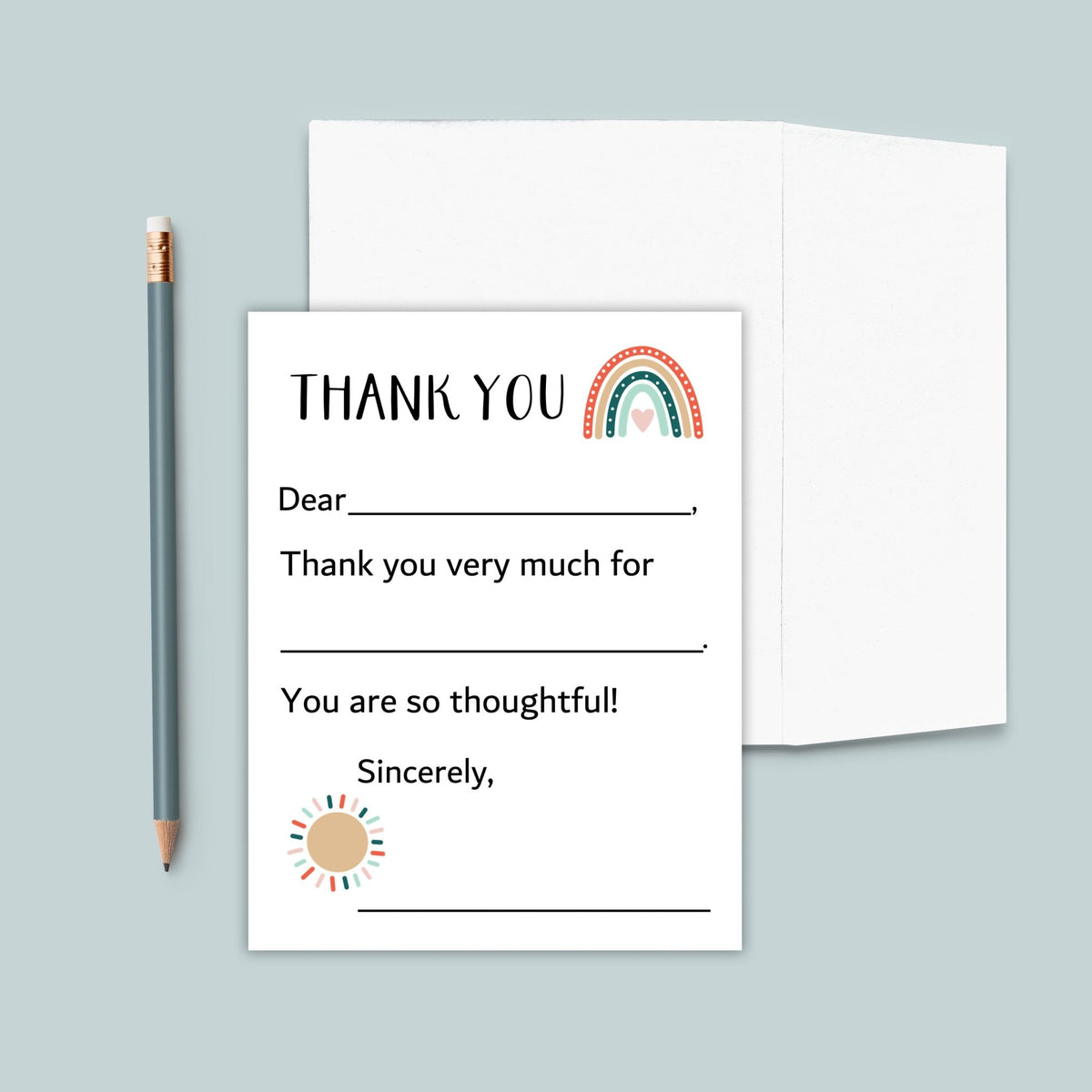 Boho Rainbow - Personalized Fill - in - the - Blank Thank You Cards - The Note House