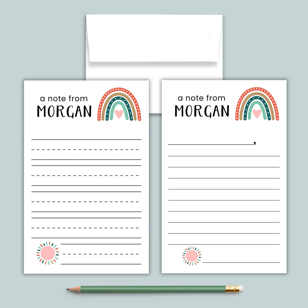 Boho Rainbow - Personalized Lined Letter Template - The Note House