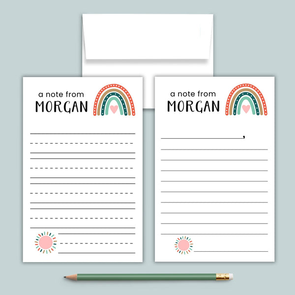 Boho Rainbow - Personalized Lined Letter Template - The Note House