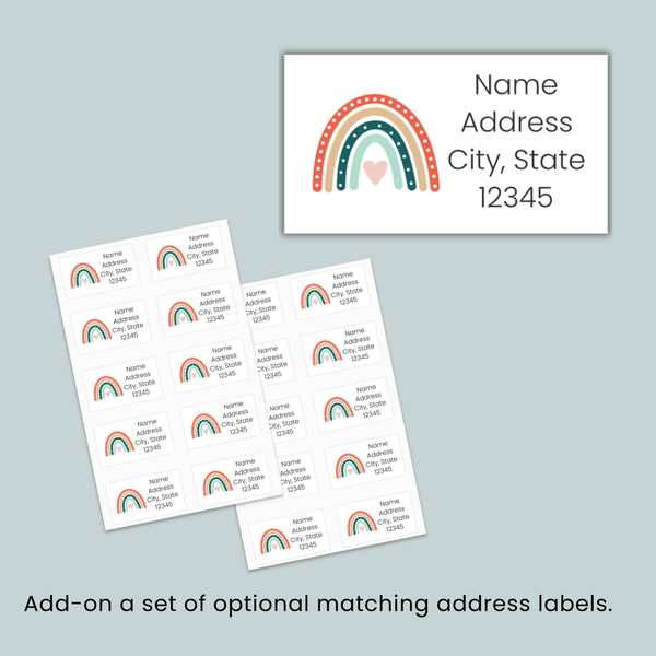 Boho Rainbow - Personalized Lined Letter Writing Stationery - The Note House