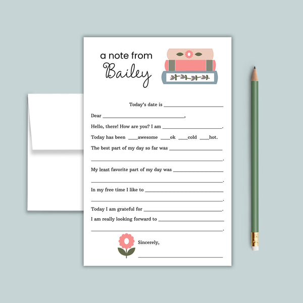 Books - Personalized Fill - in Letter Template - The Note House