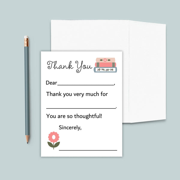 Books - Personalized Fill - in - the - Blank Thank You Cards - The Note House