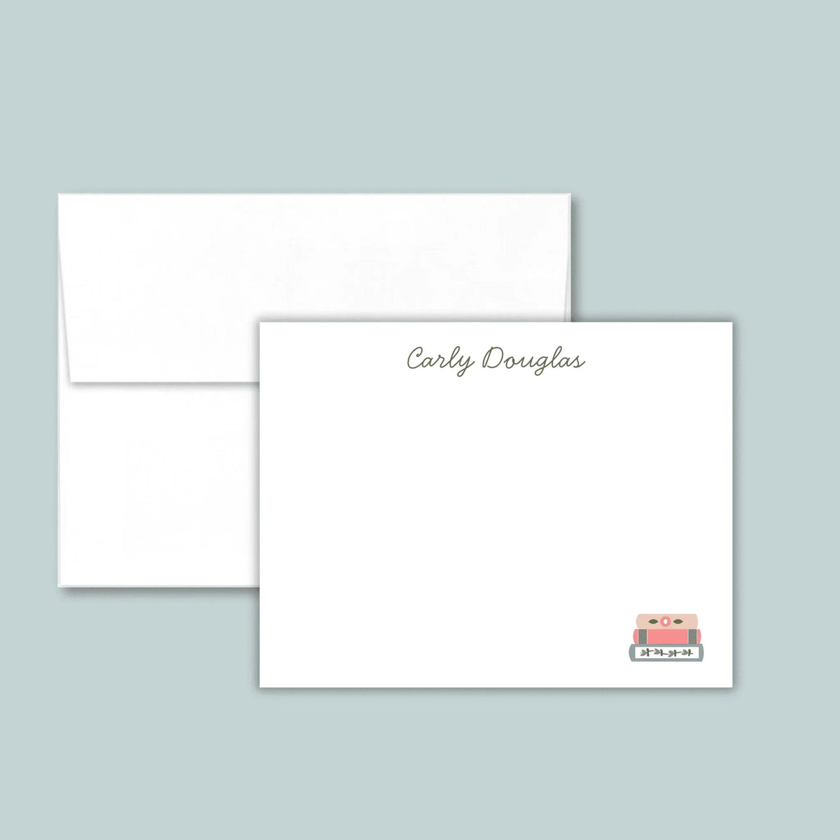 Books - Personalized Flat Note Card - The Note House