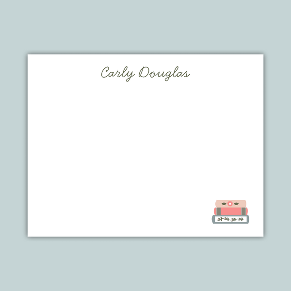 Books - Personalized Flat Note Card - The Note House