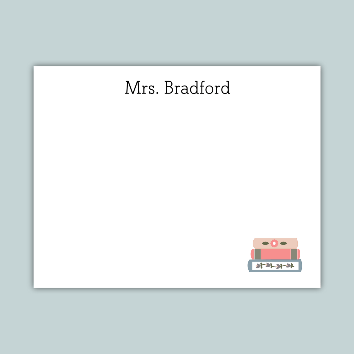 Books - Personalized Flat Note Card - The Note House