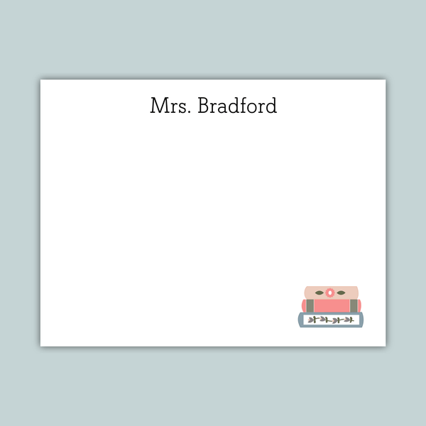 Books - Personalized Flat Note Card - The Note House