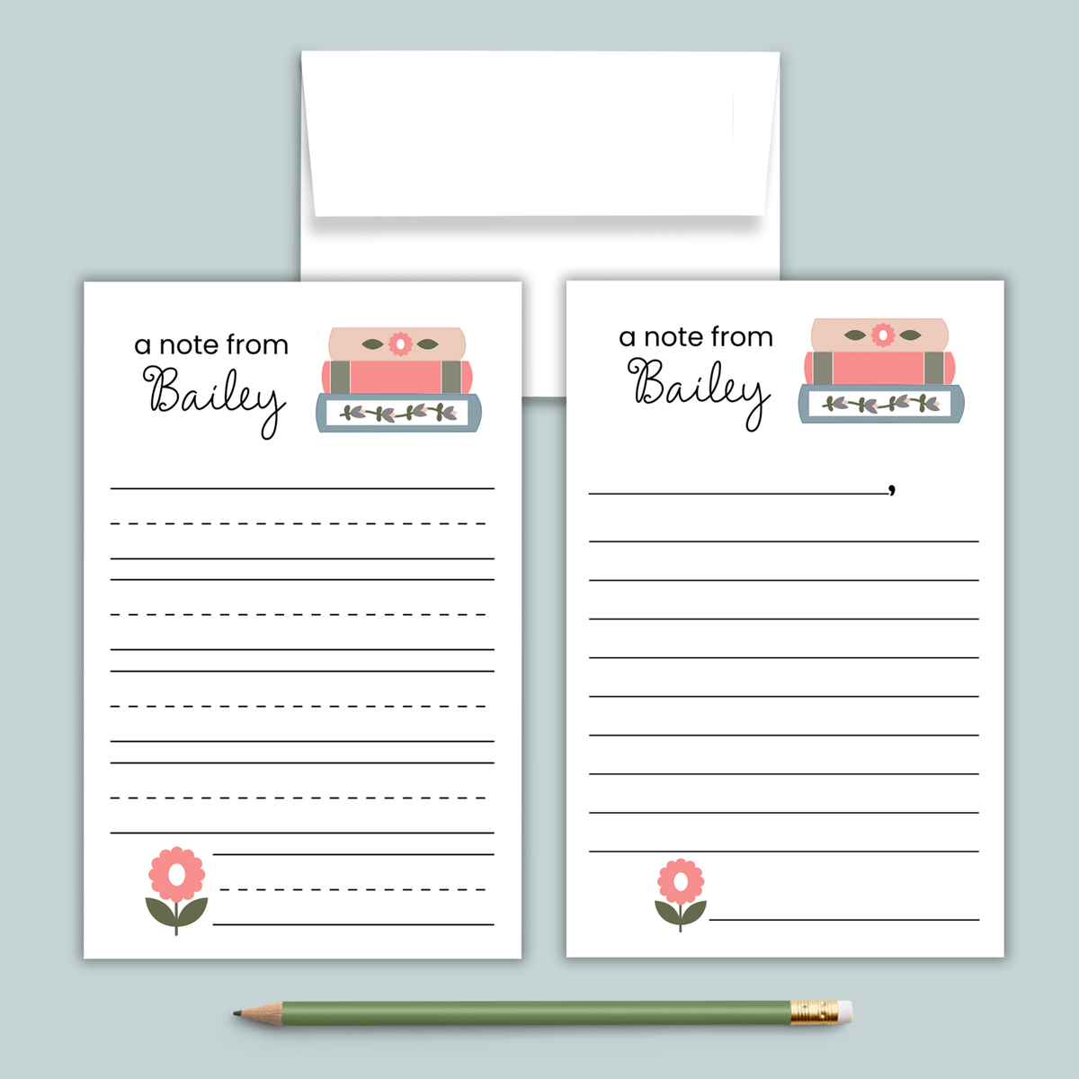 Books - Personalized Lined Letter Writing Stationery - The Note House