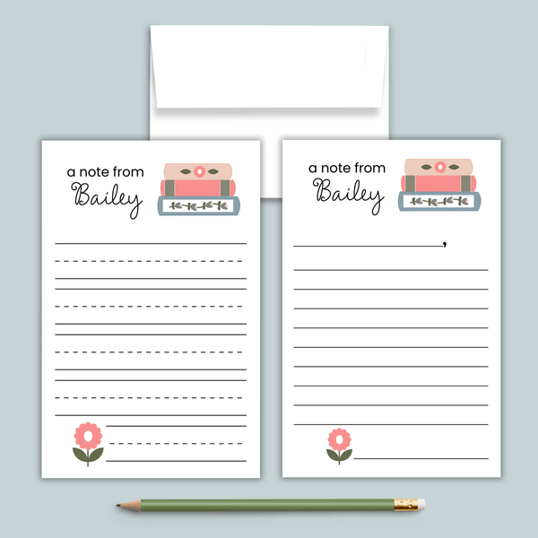 Books - Personalized Lined Letter Writing Stationery - The Note House