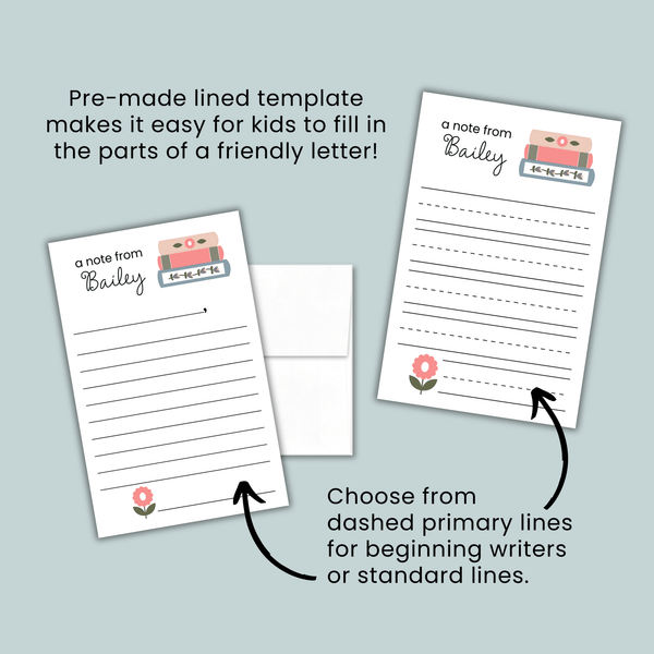 Books - Personalized Lined Letter Writing Stationery - The Note House