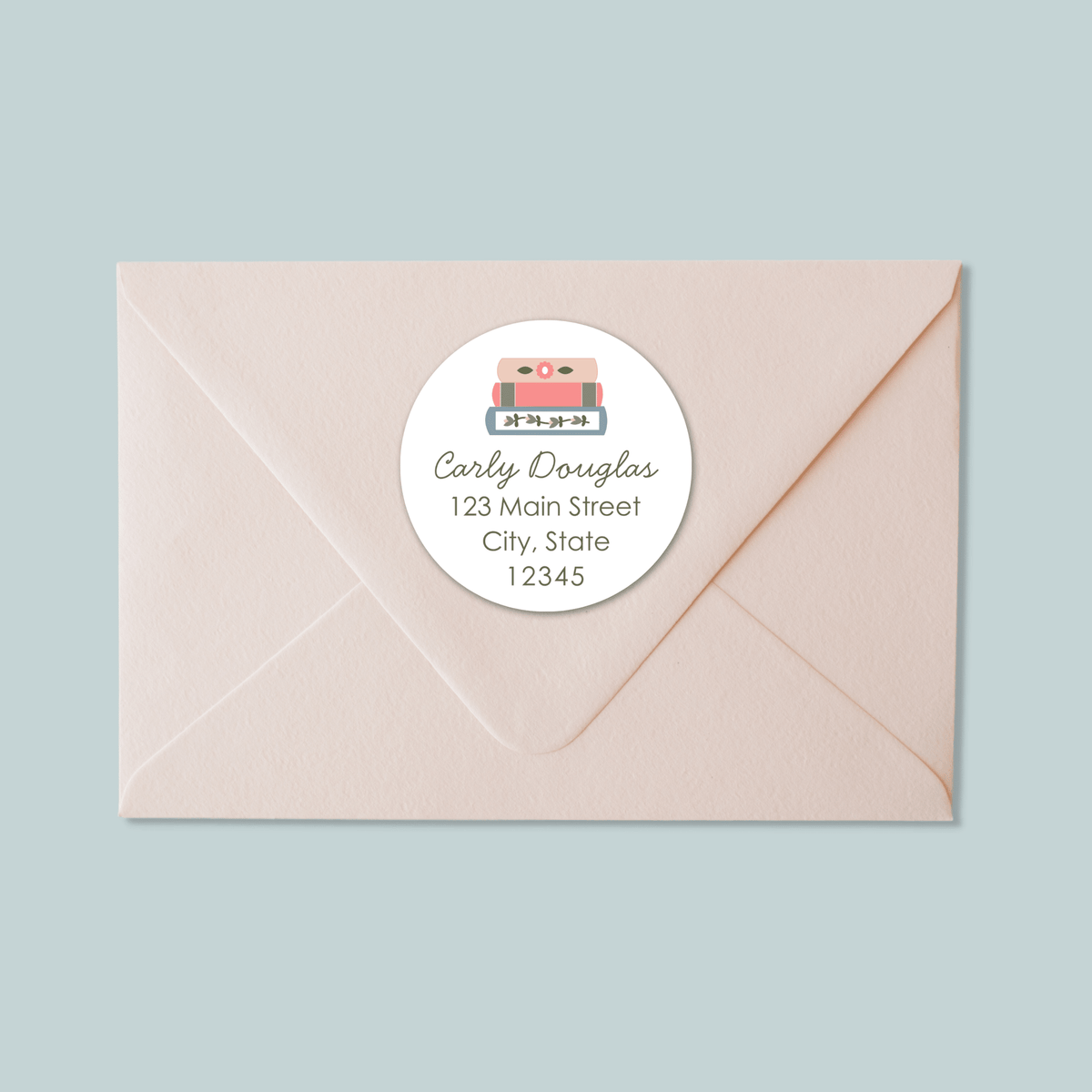 Books - Round Address Label - The Note House