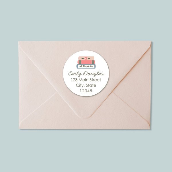 Books - Round Address Label - The Note House