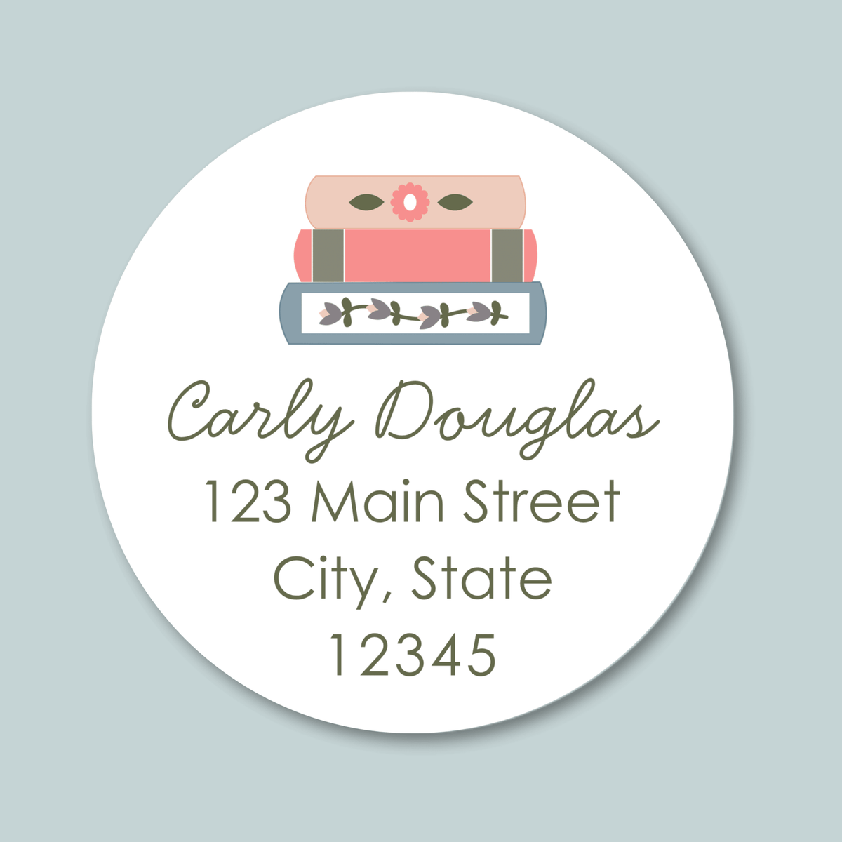 Books - Round Address Label - The Note House