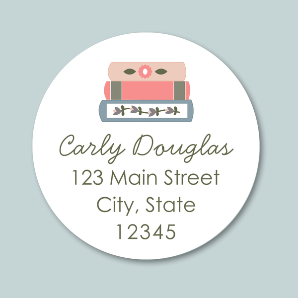 Books - Round Address Label - The Note House