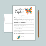 Butterfly - Personalized Fill - in Letter Template - The Note House