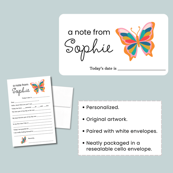 Butterfly - Personalized Fill - in Letter Template - The Note House