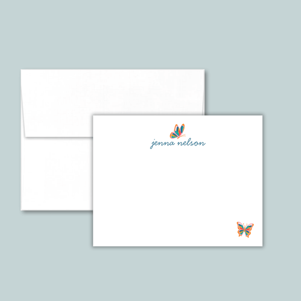 Butterfly - Personalized Flat Note Card - The Note House