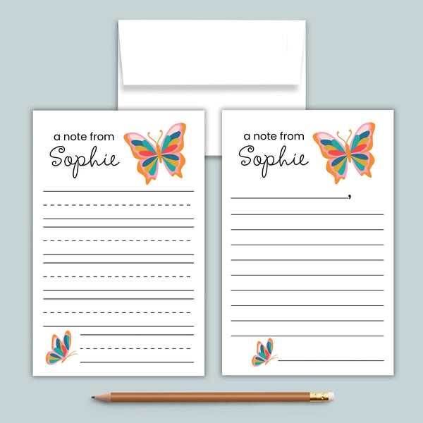 Butterfly - Personalized Lined Letter Template - The Note House
