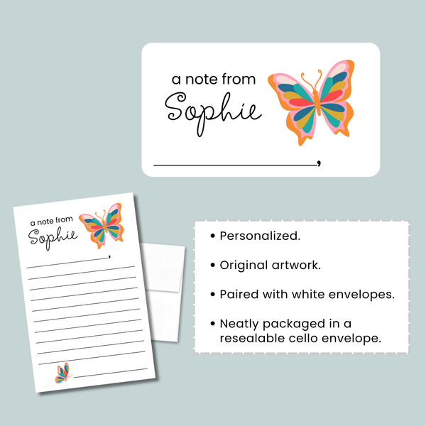 Butterfly - Personalized Lined Letter Template - The Note House